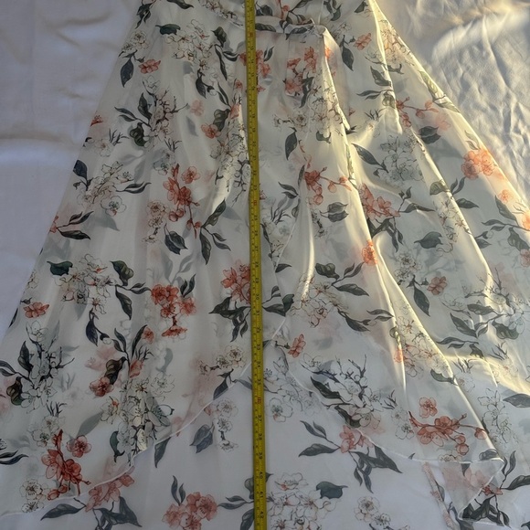 Orange and White Maxi A-Line Skirt with Tie Front - Picture 9 of 11